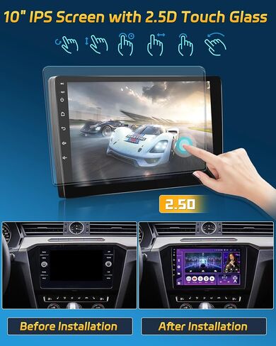 8 Core 4G+64G Android 13 Car Stereo Double Din Wireless Apple Carplay Android Auto, Hikity 10" IPS Screen Car Audio Bluetooth, 36EQ DSP, GPS Navi, WiFi, Mirrror Link, FM RDS, SWC + Mic, Backup Cam in Saudi Arabia