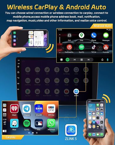 8 Core 4G+64G Android 13 Car Stereo Double Din Wireless Apple Carplay Android Auto, Hikity 10" IPS Screen Car Audio Bluetooth, 36EQ DSP, GPS Navi, WiFi, Mirrror Link, FM RDS, SWC + Mic, Backup Cam in Saudi Arabia