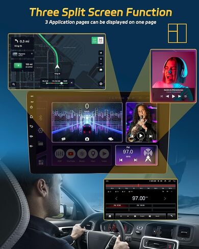 8 Core 4G+64G Android 13 Car Stereo Double Din Wireless Apple Carplay Android Auto, Hikity 10" IPS Screen Car Audio Bluetooth, 36EQ DSP, GPS Navi, WiFi, Mirrror Link, FM RDS, SWC + Mic, Backup Cam in Saudi Arabia