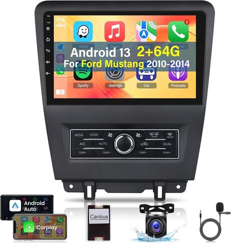 Android 13 Car Stereo for Ford Mustang 2010 2011 2012 2013 2014 - [2+64G] Wireless CarPlay and Android Auto - 10.1 inch Touchscreen Ford Headunit - WiFi/EQ/GPS/MirrorLink/SWC + AHD Backup Camera in Saudi Arabia