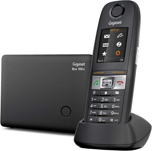 Gigaset E630A - هاتف أرضي قوي مع جهاز للرد - صنع في ألمانيا - مقاوم لرذاذ الماء والغبار والصدمات، هاتف لاسلكي لورش العمل والمطاعم (أسود، عبوة من قطعة واحدة) in Kuwait