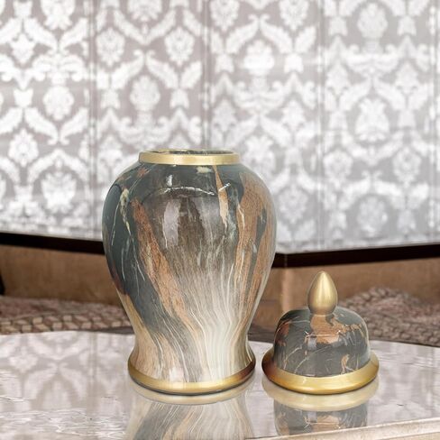 برطمان زنجبيل سيراميك بنمط رخامي مع غطاء برطمان معبد مزخرف للمنزل والمكتب وغرفة المعيشة وغرفة النوم in Kuwait