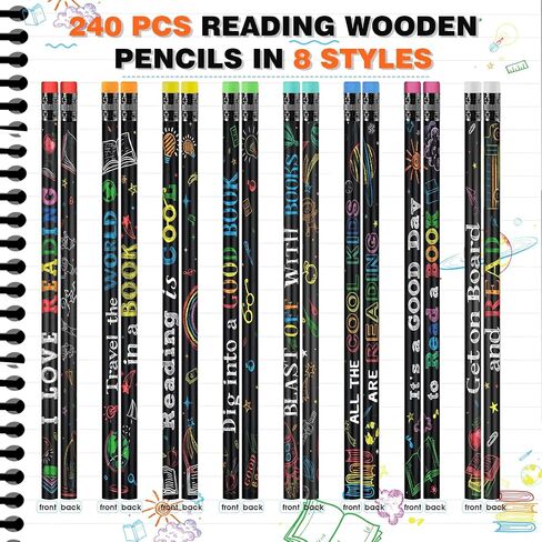 Pasimy 120 Pcs Reading Motivational Pencils Bulk Black Novelty Wooden Pencils with Eraser Classroom Inspirational Pencils with Sayings for Kids Student Teacher School Reward Gifts Stationery Party in Saudi Arabia