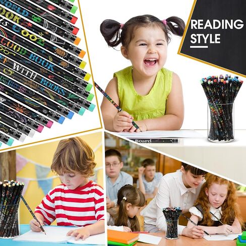 Pasimy 120 Pcs Reading Motivational Pencils Bulk Black Novelty Wooden Pencils with Eraser Classroom Inspirational Pencils with Sayings for Kids Student Teacher School Reward Gifts Stationery Party in Saudi Arabia