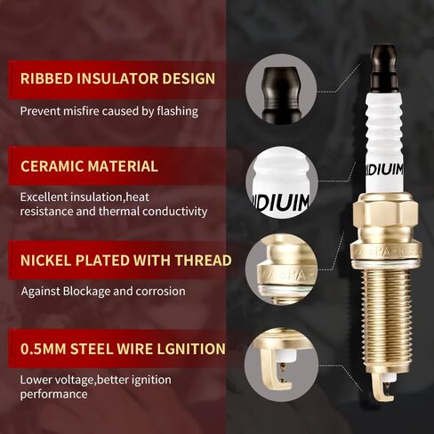 شمعات الإشعال IZFR6K11 9807B-5617W 6994 استبدال السيارات إيريديوم اعة 6 قطع متوافقة مع هوندا أكورا شيفروليه جي إم سي 2003-2007 أكورد 2003-2007 RL TL V6 in Saudi Arabia