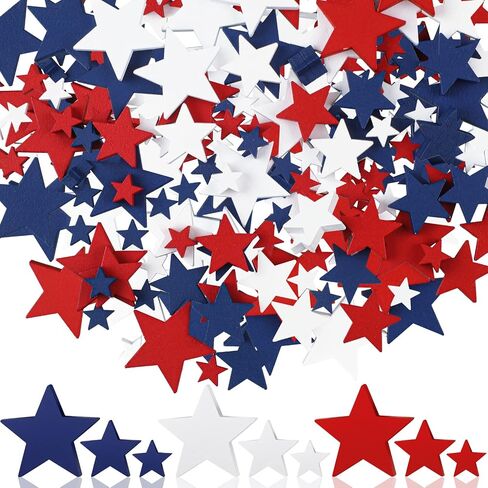 Wood Stars Decorations Wooden Stars for Crafts Red White Blue Labor Day Star Ornaments Star Shaped Cutouts Tiered Tray Decor for 4th of July Independence Memorial Day (240 Pcs, 0.4, 0.8, 1.2 Inch) in Saudi Arabia