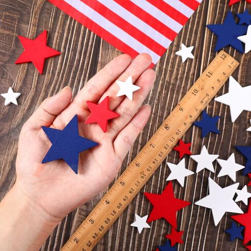 Wood Stars Decorations Wooden Stars for Crafts Red White Blue Labor Day Star Ornaments Star Shaped Cutouts Tiered Tray Decor for 4th of July Independence Memorial Day (240 Pcs, 0.4, 0.8, 1.2 Inch) in Saudi Arabia