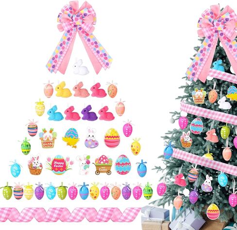 43 Pcs St. Patricks Day Tree Decorations Tree Ornaments St Patrick's Day Tree Topper Hat Bow Ribbon Tree Shamrock Coins Hanging Ornaments for Home Table Tree Party in Saudi Arabia