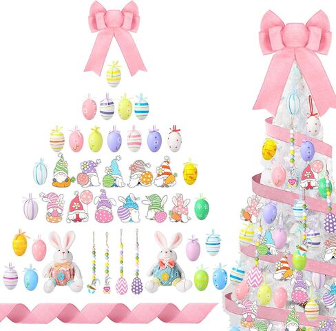 43 Pcs St. Patricks Day Tree Decorations Tree Ornaments St Patrick's Day Tree Topper Hat Bow Ribbon Tree Shamrock Coins Hanging Ornaments for Home Table Tree Party in Saudi Arabia