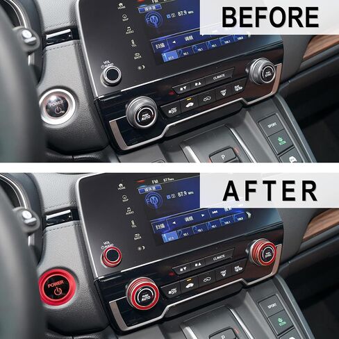TOMALL 4 قطع من غطاء وحدة التحكم المركزية من الألومنيوم متوافق مع Honda CRV CR-V 2017 2018 2019 2020 غطاء مقبض حجم الصوت مقبض مكيف الهواء AC محرك بدء التشغيل وغطاء زر الزخرفة الدائري (أحمر) in Saudi Arabia