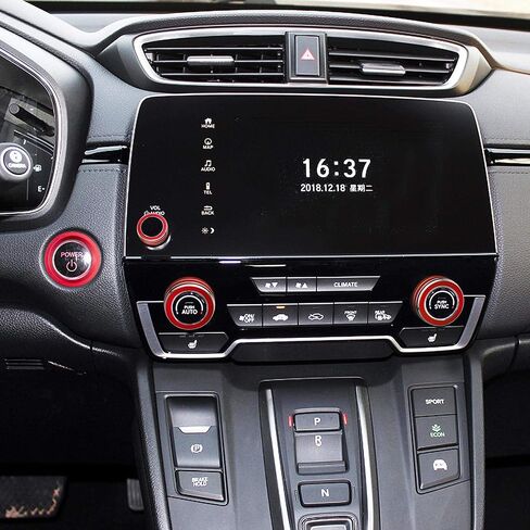 TOMALL 4 قطع من غطاء وحدة التحكم المركزية من الألومنيوم متوافق مع Honda CRV CR-V 2017 2018 2019 2020 غطاء مقبض حجم الصوت مقبض مكيف الهواء AC محرك بدء التشغيل وغطاء زر الزخرفة الدائري (أحمر) in Saudi Arabia