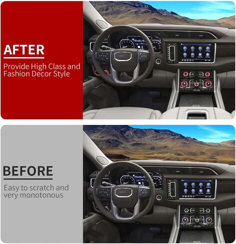 Linskip Dash Control Knob Trim Kit متوافق مع 2024 2023 2022 2021 Chevy Suburban، مناسب لسيارة شيفروليه تاهو 2021-2024، أغطية مقابض التبديل للملحقات الداخلية Suburban وTahoe (أحمر) in Kuwait