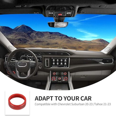 Linskip Dash Control Knob Trim Kit متوافق مع 2024 2023 2022 2021 Chevy Suburban، مناسب لسيارة شيفروليه تاهو 2021-2024، أغطية مقابض التبديل للملحقات الداخلية Suburban وTahoe (أحمر) in Kuwait