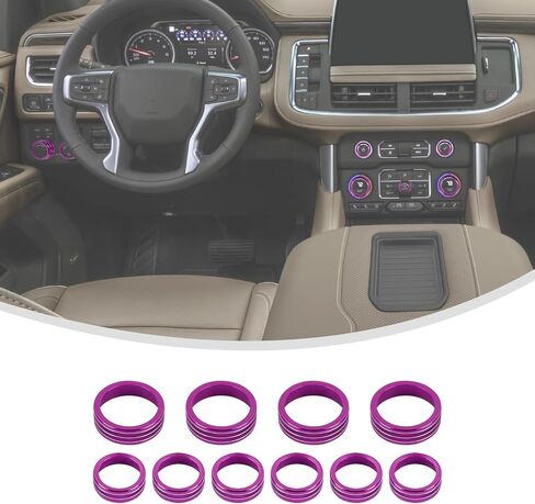 Linskip Dash Control Knob Trim Kit متوافق مع 2024 2023 2022 2021 Chevy Suburban، مناسب لسيارة شيفروليه تاهو 2021-2024، أغطية مقابض التبديل للملحقات الداخلية Suburban وTahoe (أحمر) in Kuwait