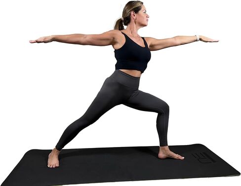 TPE Yoga Mat - Extra Thick 6mm Workout Mat for Home Gym | Black/Green Color | Non-Slip, Durable, and Comfortable | Ideal for Yoga, Pilates, Exercise | Carry Strap Included in Saudi Arabia