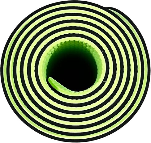 TPE Yoga Mat - Extra Thick 6mm Workout Mat for Home Gym | Black/Green Color | Non-Slip, Durable, and Comfortable | Ideal for Yoga, Pilates, Exercise | Carry Strap Included in Saudi Arabia