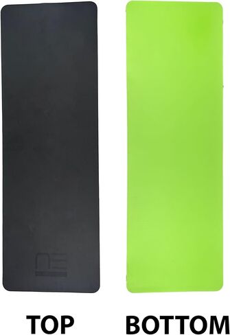 TPE Yoga Mat - Extra Thick 6mm Workout Mat for Home Gym | Black/Green Color | Non-Slip, Durable, and Comfortable | Ideal for Yoga, Pilates, Exercise | Carry Strap Included in Saudi Arabia