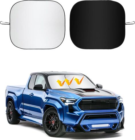 قطعتان من مظلة الشمس للزجاج الأمامي للسيارة، واقي شمسي للنافذة الأمامية للسيارة قابل للطي، واقي من أشعة الشمس فوق البنفسجية للسيارة، ملحقات داخلية عالمية لصيف السيارة (31.1 بوصة × 27.9 بوصة) in Kuwait