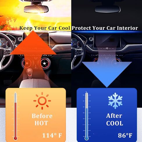 قطعتان من مظلة الشمس للزجاج الأمامي للسيارة، واقي شمسي للنافذة الأمامية للسيارة قابل للطي، واقي من أشعة الشمس فوق البنفسجية للسيارة، ملحقات داخلية عالمية لصيف السيارة (31.1 بوصة × 27.9 بوصة) in Kuwait