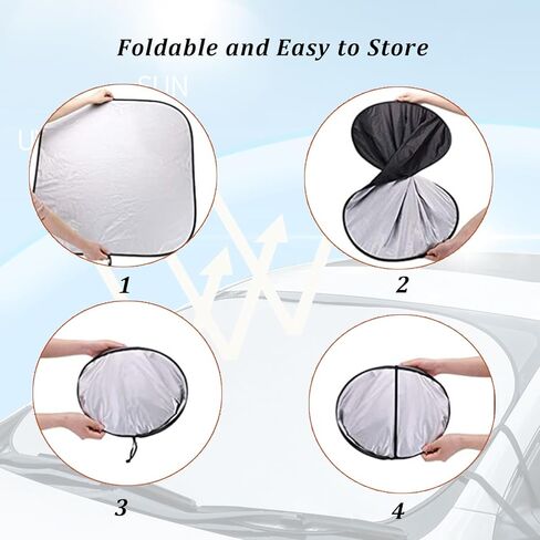 قطعتان من مظلة الشمس للزجاج الأمامي للسيارة، واقي شمسي للنافذة الأمامية للسيارة قابل للطي، واقي من أشعة الشمس فوق البنفسجية للسيارة، ملحقات داخلية عالمية لصيف السيارة (31.1 بوصة × 27.9 بوصة) in Kuwait