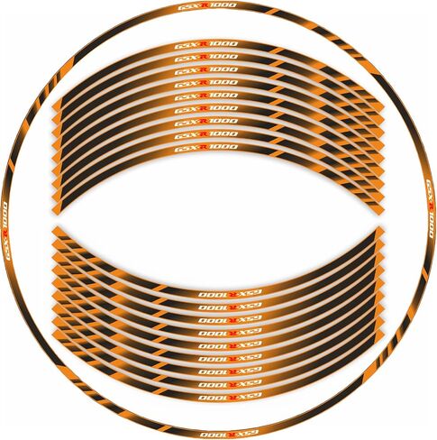 Motorcycle Reflective Rim Tapes Sticker Stripe for Suzuki GSXR1000 K1/GSXR1000 K3 /GSXR1000 K5/GSXR1000 K7/GSXR1000 K9/GSXR1000 K17 2017-2022 Rim Wheel Decal Stickers 17 inch,(Black and Dark Orange) in Saudi Arabia