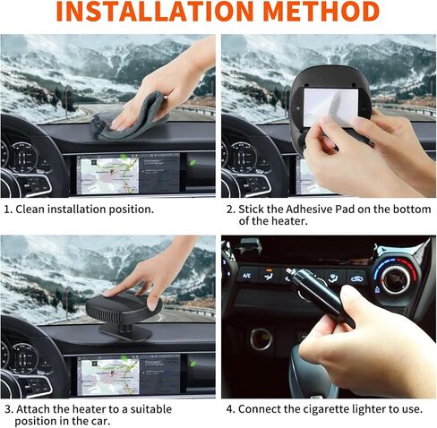 سخان السيارة، سخان الزجاج الأمامي المحمول 12 فولت مع تنقية الهواء 2 في 1 وظيفة التسخين والتبريد السريع، قابس في ولاعة السجائر ومزيل صقيع السيارة (أسود) in Kuwait