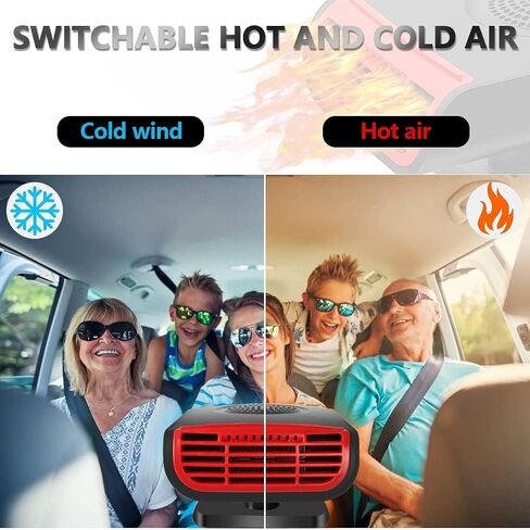 Car heater black, Portable Car Heater and Defroster, Car Heater That Plugs into Cigarette Lighter, 2 in 1 Fast Heating or Cooling Fan, Portable Heater for Car with 360-Degree in Saudi Arabia