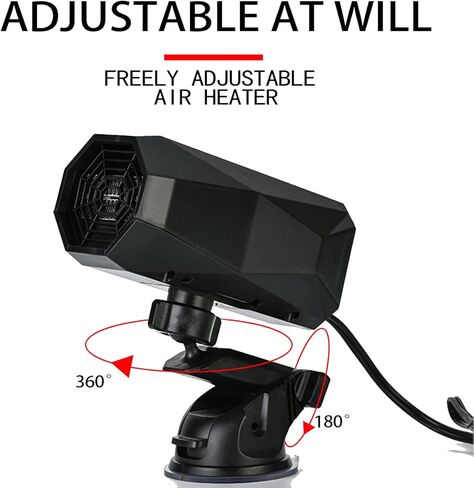 مزيل الصقيع لسخان السيارة، مزيل ضباب الزجاج الأمامي المحمول بقدرة 12 فولت 150 وات، وظيفة التسخين والتبريد مع قابس ولاعة السجائر وقاعدة دوارة 360 درجة، مروحة الزجاج الأمامي للسيارة مع حامل شفط لجميع السيارات in Kuwait