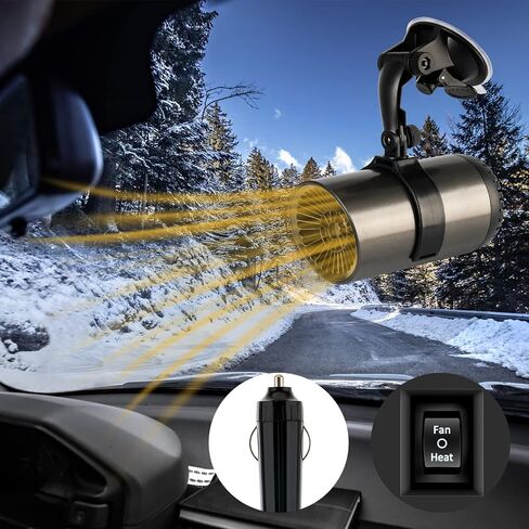 Car Heater, 12V 150W Portable Windshield Defogger and Defroster,2 in1 Fast Car Heater that Plugs into Cigarette Lighter with180 °Rotation Fit for All Car in Saudi Arabia