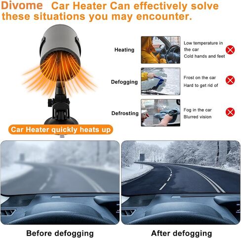 Car Heater, 12V 150W Portable Windshield Defogger and Defroster,2 in1 Fast Car Heater that Plugs into Cigarette Lighter with180 °Rotation Fit for All Car in Saudi Arabia