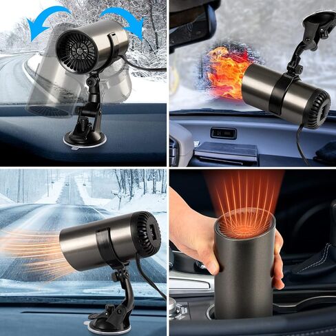 Car Heater, 12V 150W Portable Windshield Defogger and Defroster,2 in1 Fast Car Heater that Plugs into Cigarette Lighter with180 °Rotation Fit for All Car in Saudi Arabia