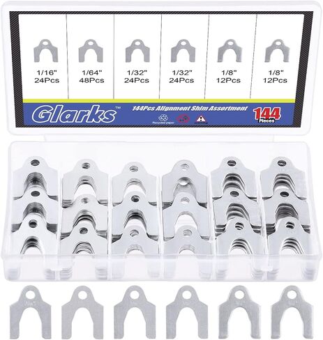 Glarks 144Pcs 1/16" 1/64" 1/32" 1/8" Universal Body Shim Assortment Kit, 4 Size Universal Auto Alignment Body Shim for Adjusting Body Parts or Camber Alignment in Saudi Arabia