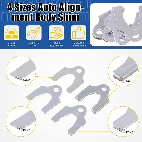 Glarks 144Pcs 1/16" 1/64" 1/32" 1/8" Universal Body Shim Assortment Kit, 4 Size Universal Auto Alignment Body Shim for Adjusting Body Parts or Camber Alignment in Saudi Arabia