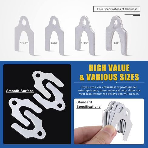 Glarks 144Pcs 1/16" 1/64" 1/32" 1/8" Universal Body Shim Assortment Kit, 4 Size Universal Auto Alignment Body Shim for Adjusting Body Parts or Camber Alignment in Saudi Arabia