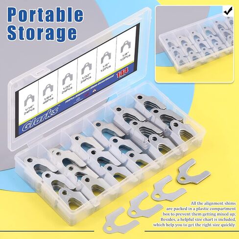 Glarks 144Pcs 1/16" 1/64" 1/32" 1/8" Universal Body Shim Assortment Kit, 4 Size Universal Auto Alignment Body Shim for Adjusting Body Parts or Camber Alignment in Saudi Arabia