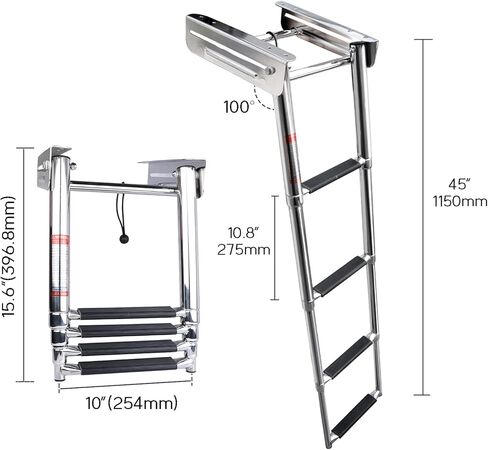 316 الفولاذ المقاوم للصدأ 4 خطوة سلم القارب تحت منصة سلم عائم الشريحة للتمديد سلم السباحة ماكس. قم بتحميل 600 رطل لقارب اليخوت البحري in Kuwait