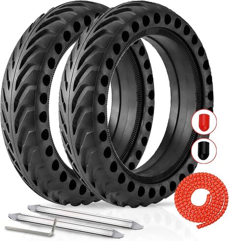 إطارات صلبة متقدمة مقاس 8.5 بوصة للدراجات البخارية الكهربائية Gotrax GXL & XR/Xiaomi M365 & PRO تصميم قرص العسل، متين، غير قابل للانزلاق - معدات حماية إضافية، غطاء مسند وأدوات التثبيت متضمنة in Kuwait