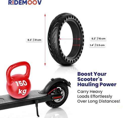 إطارات صلبة متقدمة مقاس 8.5 بوصة للدراجات البخارية الكهربائية Gotrax GXL & XR/Xiaomi M365 & PRO تصميم قرص العسل، متين، غير قابل للانزلاق - معدات حماية إضافية، غطاء مسند وأدوات التثبيت متضمنة in Kuwait
