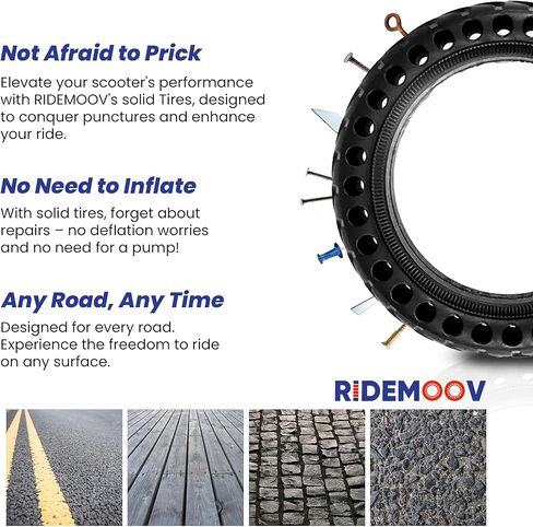 إطارات صلبة متقدمة مقاس 8.5 بوصة للدراجات البخارية الكهربائية Gotrax GXL & XR/Xiaomi M365 & PRO تصميم قرص العسل، متين، غير قابل للانزلاق - معدات حماية إضافية، غطاء مسند وأدوات التثبيت متضمنة in Kuwait