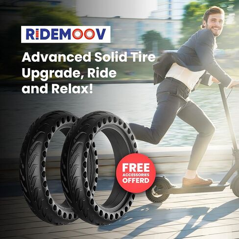 إطارات صلبة متقدمة مقاس 8.5 بوصة للدراجات البخارية الكهربائية Gotrax GXL & XR/Xiaomi M365 & PRO تصميم قرص العسل، متين، غير قابل للانزلاق - معدات حماية إضافية، غطاء مسند وأدوات التثبيت متضمنة in Kuwait