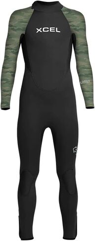 XCEL Youth Axis Back Zip 3/2mm Fullsuit - أسود/أخضر مموه | 12 in Saudi Arabia