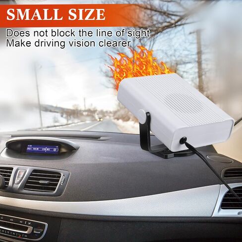 2 Pcs 12V 150W Portable Car Heater 2 in 1 Heater and Cooling Fan Heater Windshield Defogger Auto Car Defroster Windshield Heater in Cigarette Lighter with 360° Rotary Base for Cars(White) in Saudi Arabia