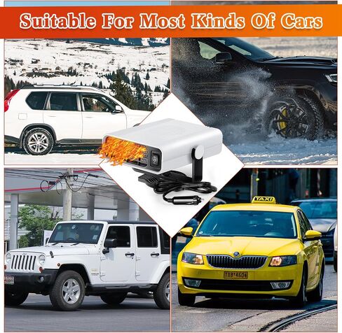 2 Pcs 12V 150W Portable Car Heater 2 in 1 Heater and Cooling Fan Heater Windshield Defogger Auto Car Defroster Windshield Heater in Cigarette Lighter with 360° Rotary Base for Cars(White) in Saudi Arabia