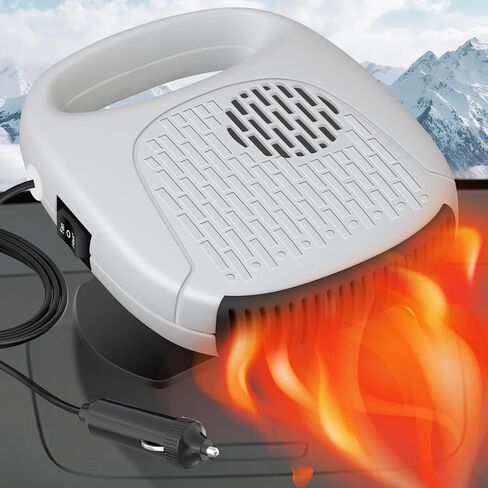 Portable Car Heater, 12V Windshield Heater with Air Purification 2 in 1 Fast Heating & Cooling Function Plug in Cigarette Lighter Car Defroster(White) in Saudi Arabia