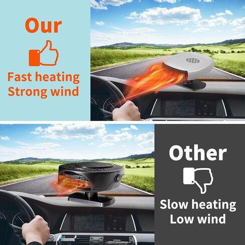 Portable Car Heater, 12V Windshield Heater with Air Purification 2 in 1 Fast Heating & Cooling Function Plug in Cigarette Lighter Car Defroster(White) in Saudi Arabia