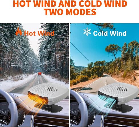 Portable Car Heater, 12V Windshield Heater with Air Purification 2 in 1 Fast Heating & Cooling Function Plug in Cigarette Lighter Car Defroster(White) in Saudi Arabia