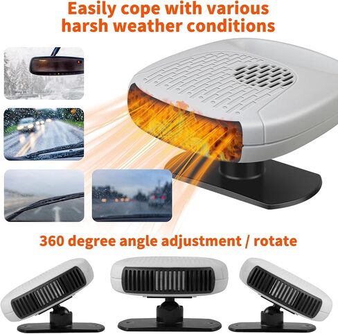 Portable Car Heater, 12V Windshield Heater with Air Purification 2 in 1 Fast Heating & Cooling Function Plug in Cigarette Lighter Car Defroster(White) in Saudi Arabia