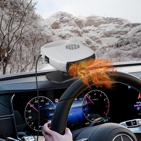 Portable Car Heater, 12V Windshield Heater with Air Purification 2 in 1 Fast Heating & Cooling Function Plug in Cigarette Lighter Car Defroster(White) in Saudi Arabia