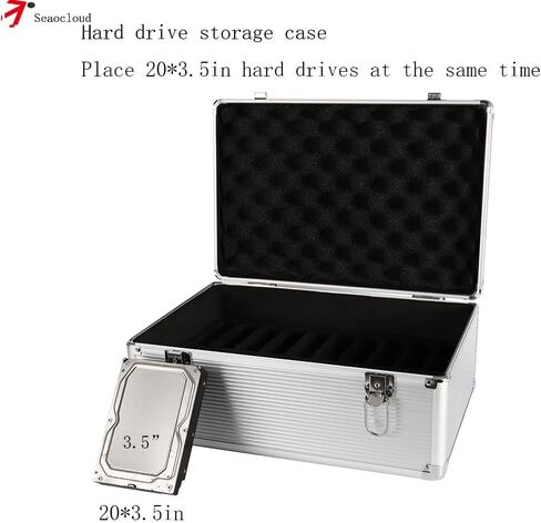 صندوق القرص الصلب مقاس 3.5 بوصة، حقيبة تخزين HDD ذات 20 فتحة حماية مع حافظة صلبة من الفوم in Kuwait