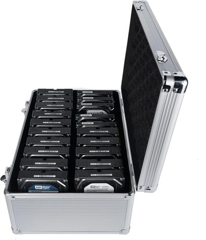 صندوق القرص الصلب مقاس 3.5 بوصة، حقيبة تخزين HDD ذات 20 فتحة حماية مع حافظة صلبة من الفوم in Kuwait